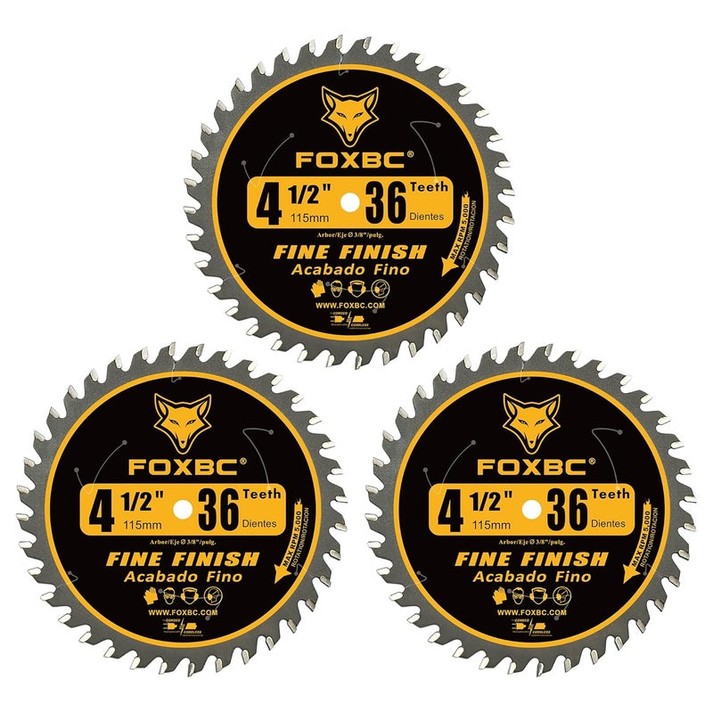 FOXBC 4-1/2 Inch Trim Circular Saw Blade 36 Tooth Fine Finish Wood Cutting with 3/8-Inch Arbor - Image 1